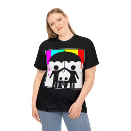 Protecting children with an umbrella from raining rainbows Short Sleeve Tee