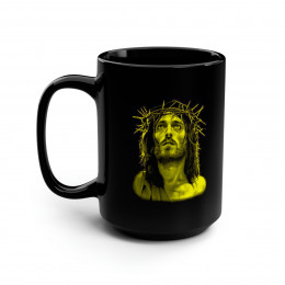Jesus Of Nazareth YELLOW on BLACK Mug 15oz