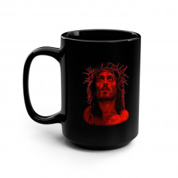 Jesus Of Nazareth RED on BLACK  Mug 15oz