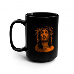 Jesus Of Nazaeth ORANGE on BLACK  Mug 15oz