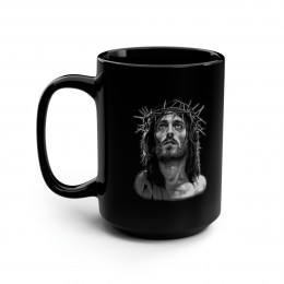 Jesus Of Nazareth WHITE on BLACK  Mug 15oz