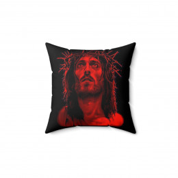 Jesus Of Nazareth RED Spun Polyester Square Pillow