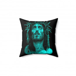Jesus Of Nazareth AQUA Spun Polyester Square Pillow