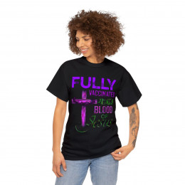 Fully Vaccinated By The Blood Of Jesus purple Unisex Short Sleeve Tee