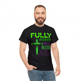 Fully Vaccinated By The Blood Of Jesus green Unisex Short Sleeve Tee